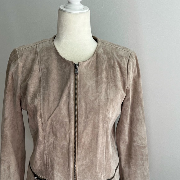 Beige/tan Zip-up Leather Jacket by Ecru sz 4-8 - Picture 5 of 8